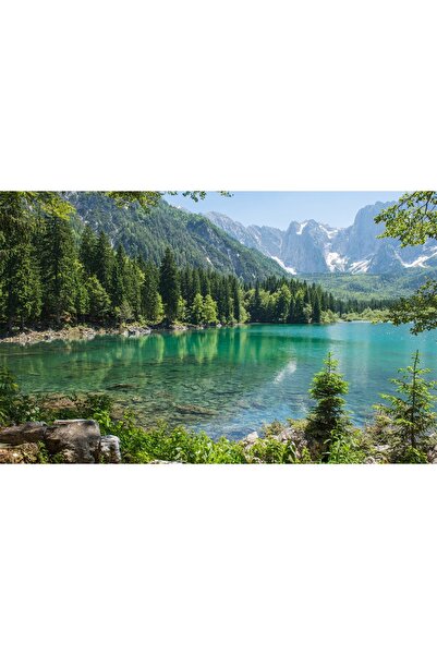 media Πίνακας σε καμβά, Πράσινη ορεινή λίμνη, 105 x 70 εκ.