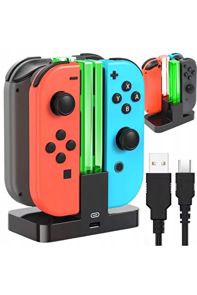 zola Βάση φόρτισης για 4 χειριστήρια Joy-Con, συμβατή με Nintendo Switch, ένδ...