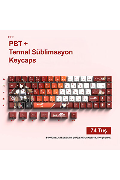 silabor 74 Tuşlu PBT Keycaps Çizgi Film Anime Klavye Tuş Takımı Tüm Mekanik -...