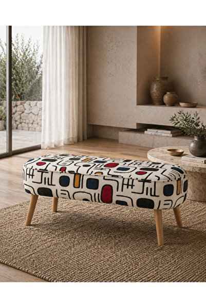 Pure Home Miles Özel Tasarım Bohem Oval Puf Bench