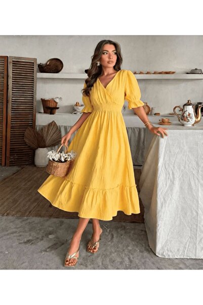 Get Crazy Φόρεμα με λαιμόκοψη V, ελαστική μέση, ύφασμα μουσελίνας με κορδόνι ...