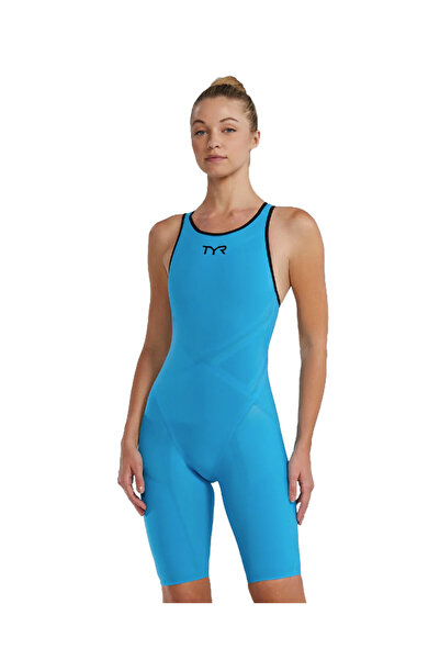 sporsuit ملابس سباحة نسائية مفتوحة الظهر من TYR باللون الأزرق الفاتح من فينزو