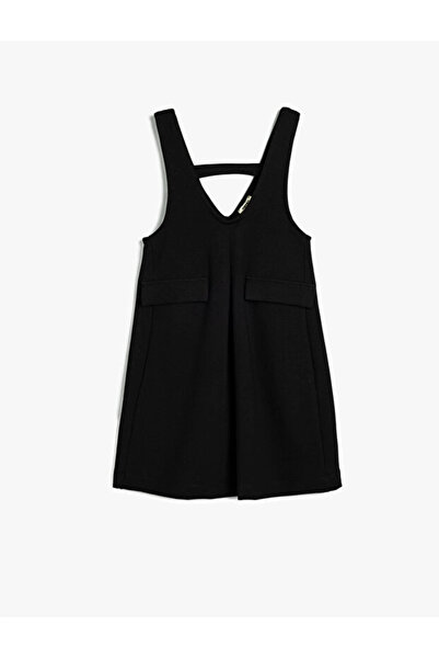 Koton Girl's V-Neck Viscose Blend Strap Dress