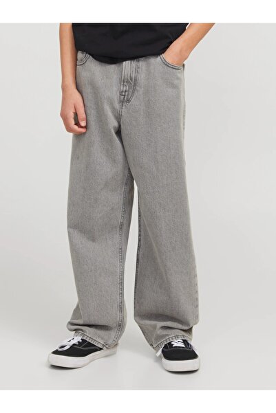 Jack & Jones Blugi pentru băieți, ALEX, cu talie înaltă și croială largă, Gri...