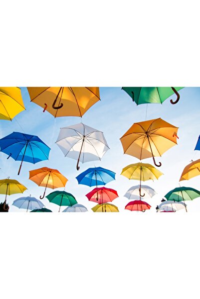 media Πίνακας σε καμβά: Πολύχρωμες ομπρέλες, 60 x 40 εκ.