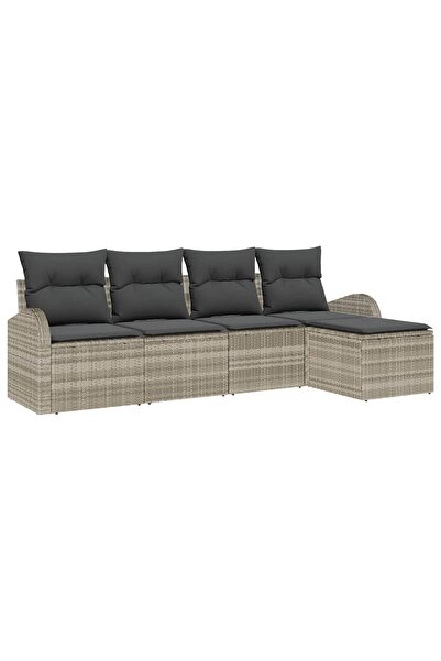 vidaxl Set de canapele pentru grădină 5 pcs Gri deschis poliratan