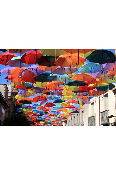 media Πίνακας σε καμβά: Πολύχρωμες Ομπρέλες, 75 x 50 εκ.