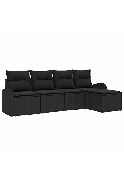 vidaxl Set de canapele pentru grădină 5 pcs Negru poliratan
