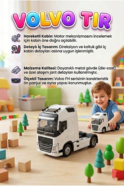 Tıfıl Toys Işıklı Sesli Pilli Çek Bırak Mekanizmalı Volvo Öne Doğru Açılan Ka...