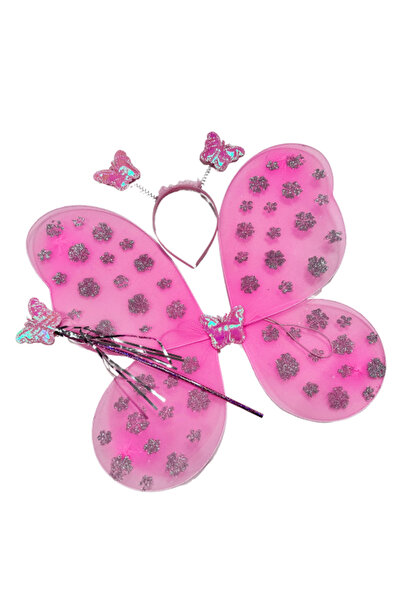 fustite cu luminite Φτερά Πεταλούδας, Ροζ, 3 Τεμάχια, Παιδική Στολή Πεταλούδας