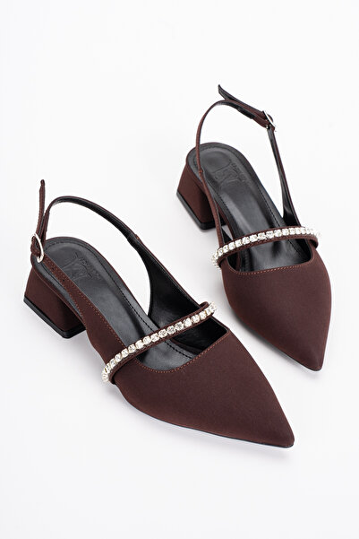 moun shoes Γυναικεία παπούτσια με τακούνι, ανοιχτή πλάτη, πέτρινη λεπτομέρεια...