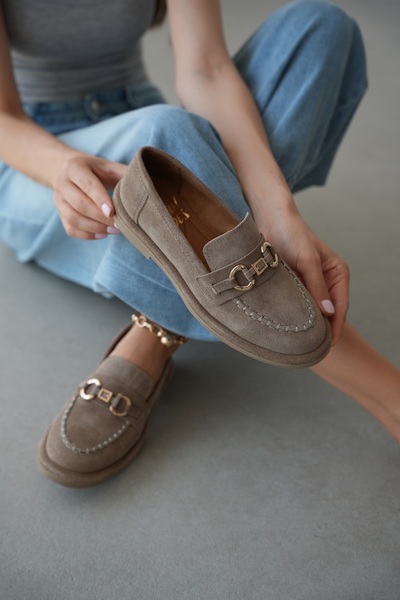 selin shoes Lureva Γνήσιο Δερμάτινο Γυναικείο Παπούτσι με Χρυσή Λεπτομέρεια Α...