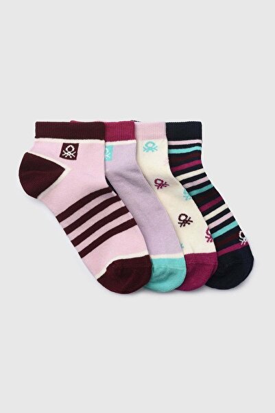 United Colors of Benetton Ανδρικό σετ 4 κάλτσες-μποτάκια με λογότυπο και μοτί...