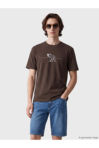 LC Waikiki Ανδρικό T-shirt με στρογγυλή λαιμόκοψη και στάμπα