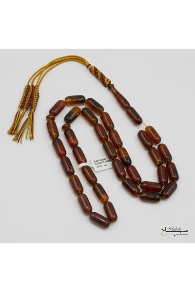 Generic Pressed Amber Rosary 33 beads 33.5g 8 - 18.5 mm