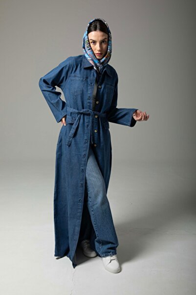 Xara VS Jean Elegance – Blue Denim Coat Abaya with Waistband