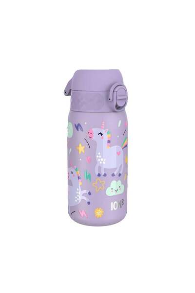 Ion8 - Paslanmaz Çelik Çocuk Suluk - Mor Unicorn - 400 ml - Sızdırmaz