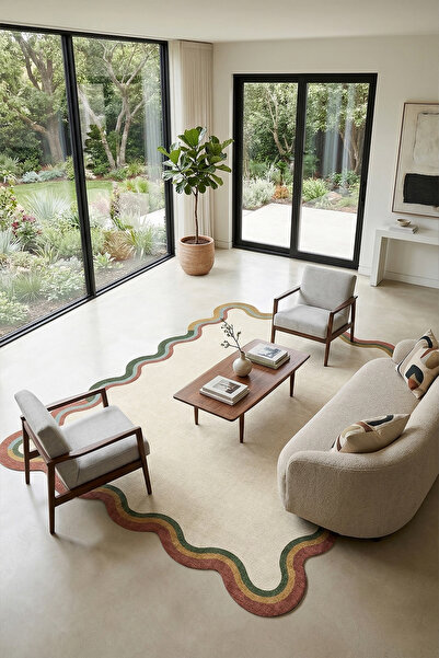 Homefesto Modern Dekoratif Halı – Makinada Yıkanabilir, Kaymaz Taban, İnce Lazer Kesim Halı