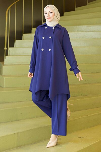 Missvalle Κοστούμι με κουμπιά και λεπτομέρειες στις μανσέτες Indigo 19295