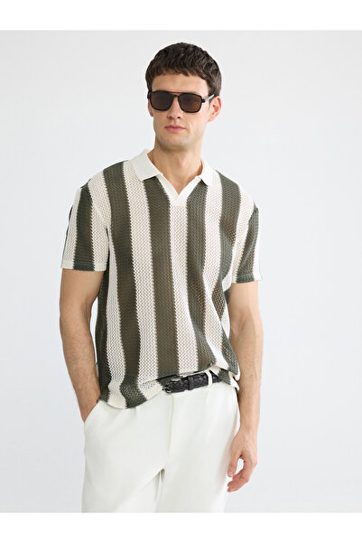 LC Waikiki Tricou polo bărbătesc tricotat în dungi