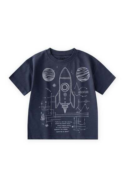 Cigit Μπλουζάκι με στάμπα Rocket, για παιδιά 2-12 ετών, σε σκούρο μπλε