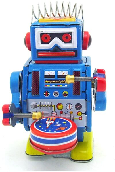 JPT Robot toboșar metalic vintage cu cheiță 7cm