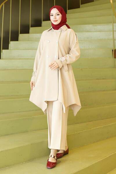 Missvalle Κουμπί με λεπτομέρεια κούμπωμα στη μανσέτα, Μπεζ χρώμα, 19295