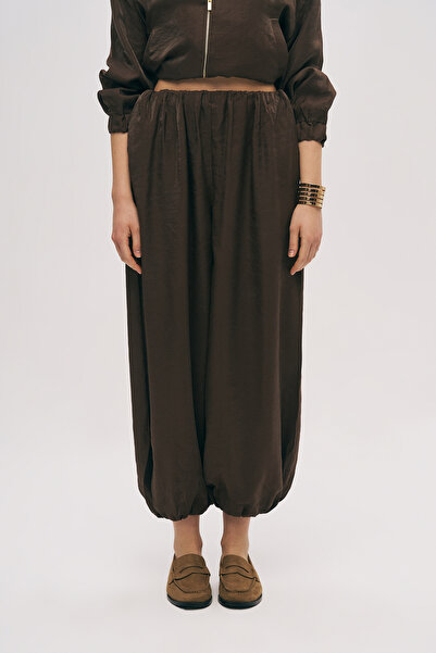 Orfeo Negro Women's Draped Trousers with Elastic Waist and Narrowing Cuffs