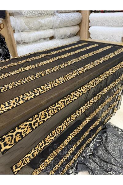 METERİAL Ύφασμα Τούλι με Λεοπάρ Ρίγες - Διαφανές Σχέδιο - 150 εκ.