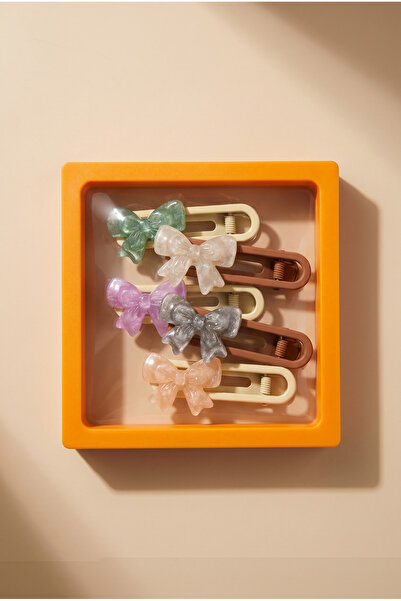 Katia&Bony Σετ πορτοκαλί αγκράφες με λεπτομέρεια φιόγκου