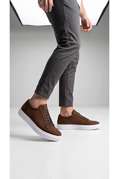 Lidora Men's Brown Perforated Lace-Up Sports Casual Shoes Ayk4038