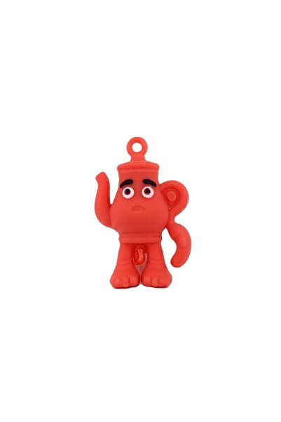 SOHO Silicone Keychain , SOHO, Brainrot Figurine Sahur Kettle, 4 cm, Red