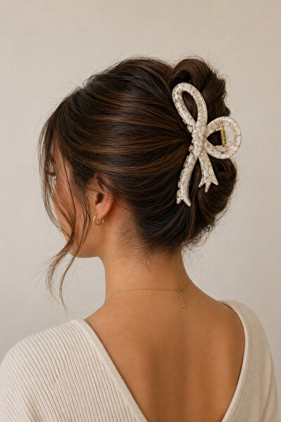 MakeWell Ροζ καφέ κρεμ χρωματιστό κλιπ μαλλιών με σχέδια, μεγάλου μεγέθους κλ...