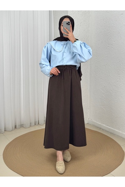 Holehola Ayben ίσια φούστα Gabardin-MA5928 Καφέ