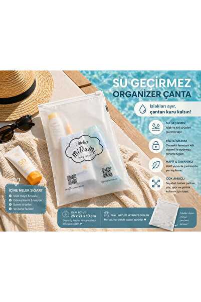 Şeffaf, Su Geçirmez Kilitli Organizer 3'lü Çanta /3'lü Islak Kıyafet & Bebek Çantası Düzenleyici / 25x27x10 cm