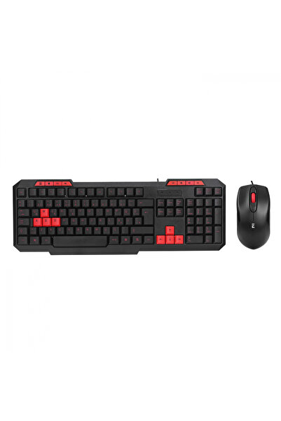 Everest KM-6825 Siyah Usb Kırmızı Tuşlu Türkçe Multimedia Klavye + Mouse Set