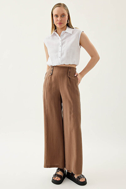 Vitrin Button Detailed Elastic Waist Trousers