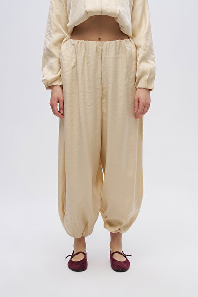 Orfeo Negro Women's Draped Trousers with Elastic Waist and Narrowing Cuffs