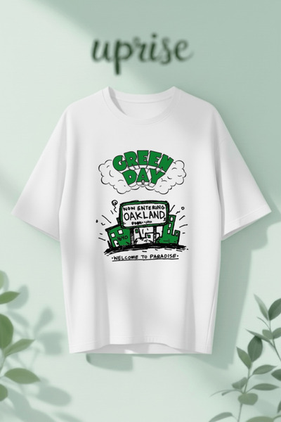 Vordevia Μπλουζάκι Green Day με στάμπα από βαμβάκι σε μεγάλο μέγεθος