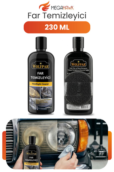 MEGAHAWK Far Temizleyici 230 ml Far Parlatıcı Sararma Giderici Çizik Giderme ...