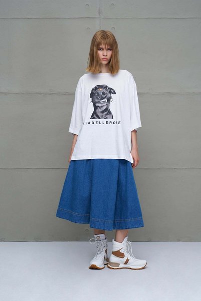 VDR Beyaz Baskili Oversize T-shirt 18036