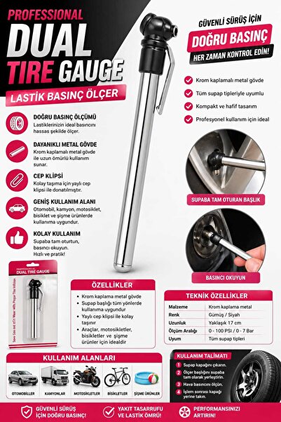 ASG DUAL TIRE GAUGE – PROFESYONEL LASTİK BASINÇ ÖLÇER