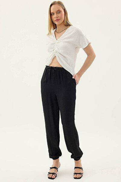 Vitrin Satin Shalwar Trousers with Elastic Waist