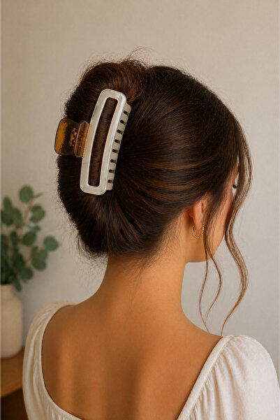 MakeWell Διαφανές ροζ κλιπ μαλλιών μεγάλου μεγέθους με κλάμερ για γυναικεία κ...