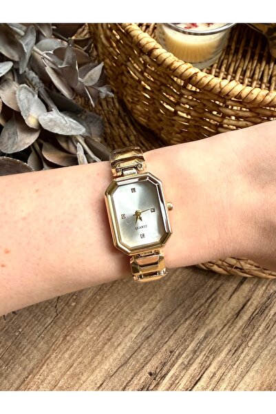 TD TRENDDURAGI Rectangular Gold Inside White Women's Wristwatch
