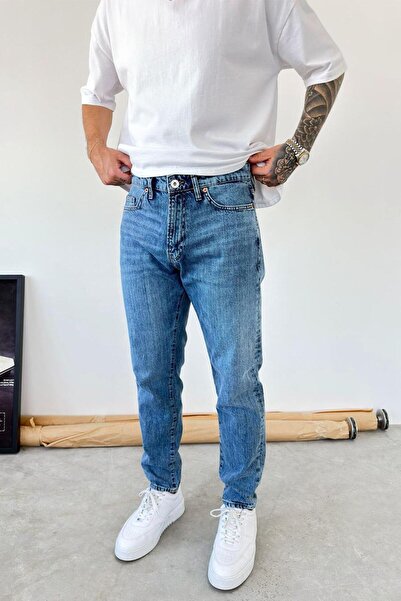 HAFKAGİYİM Teksturirane plave osnovne boyfriend pantalone