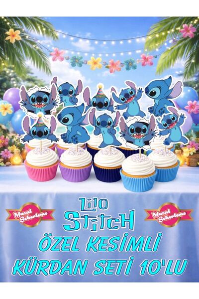 Masal Şekerleme Stitch 10’lu Kürdan Süsleme Seti | Pasta & Cupcake Süsü