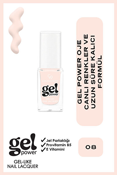 Golden Rose Gel Power Gel-Like Nail Lacquer - No: 08 - Jel Parlaklığında Oje