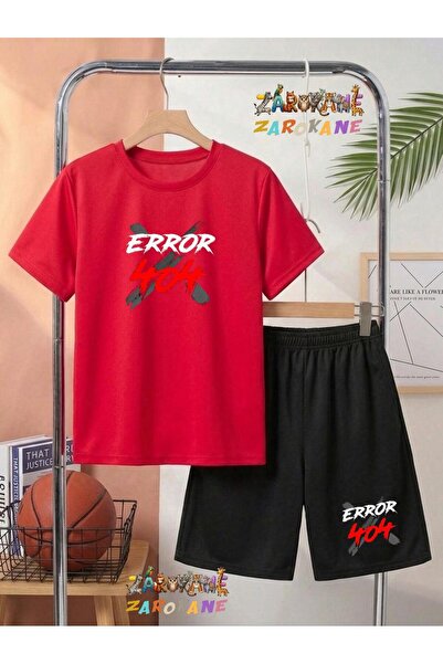 ZAROKANE Eror Design Text Printed Top-Bottom Shorts/T-Shirt Two-Piece Summer ...
