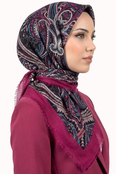 hadiora Women's Pink Blue Ethnic Patterned Flared Scarf